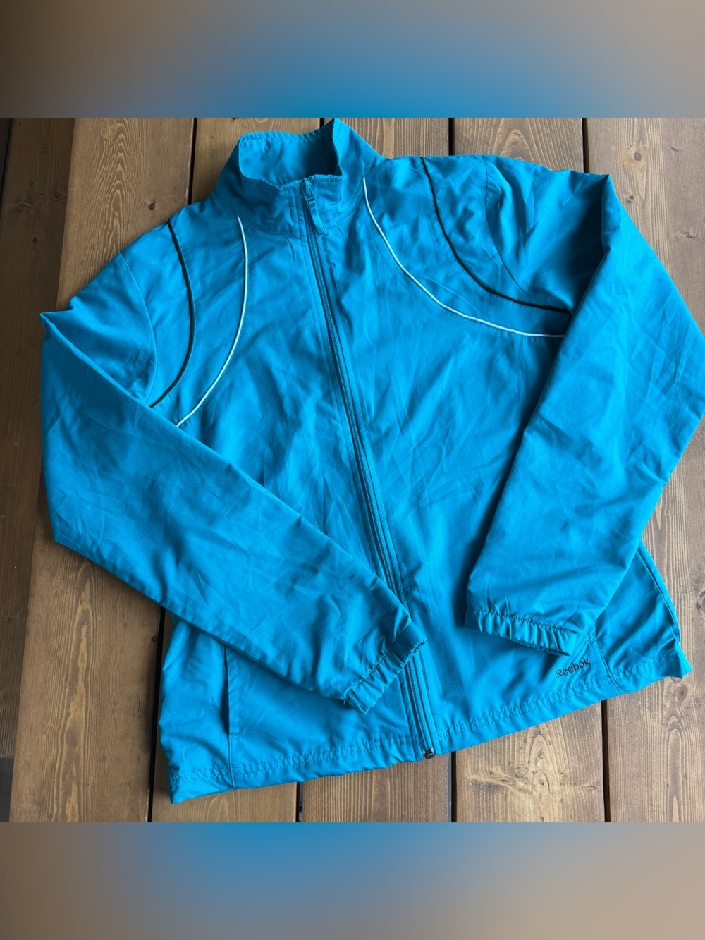Reebok Teal Turquoise Track Jacket Zip Up Lightweight Athletic M